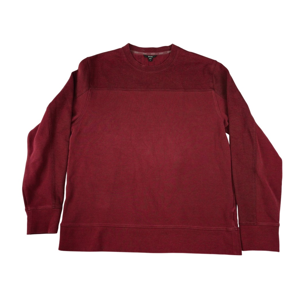 DKNY Men's Burgundy Red Long Sleeve Crewneck Pullover Sweater Size L